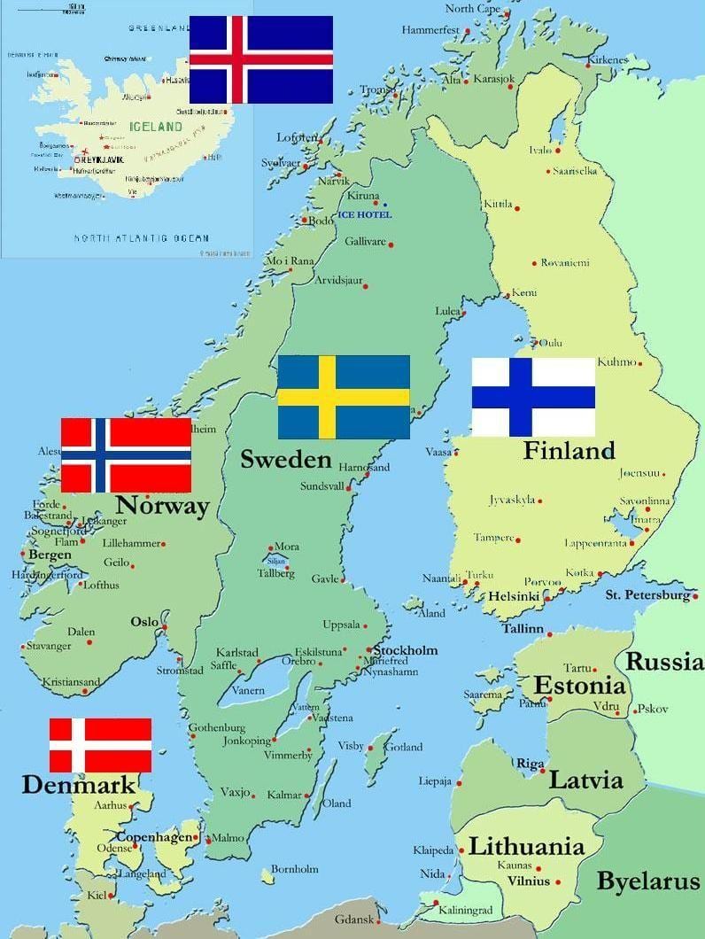瑞典环绕的国家地图