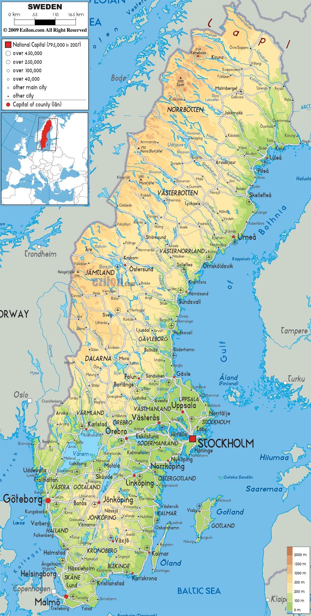地理地图瑞典