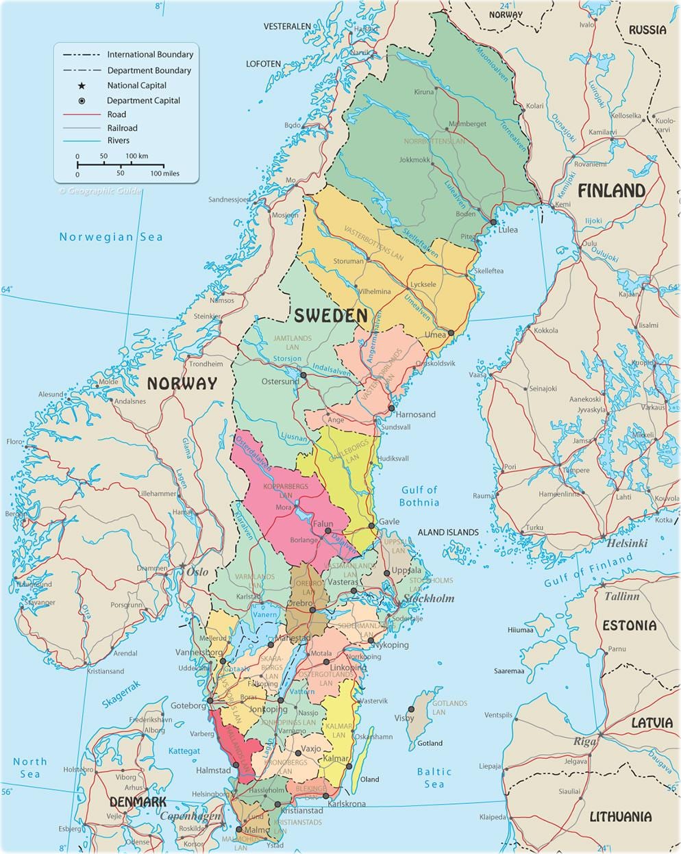 政治地图瑞典