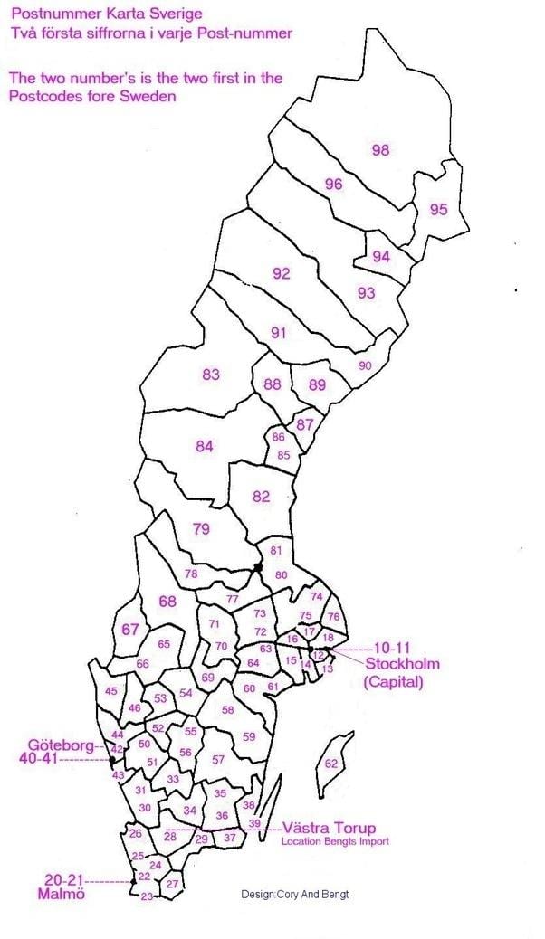 地图瑞典邮政编码