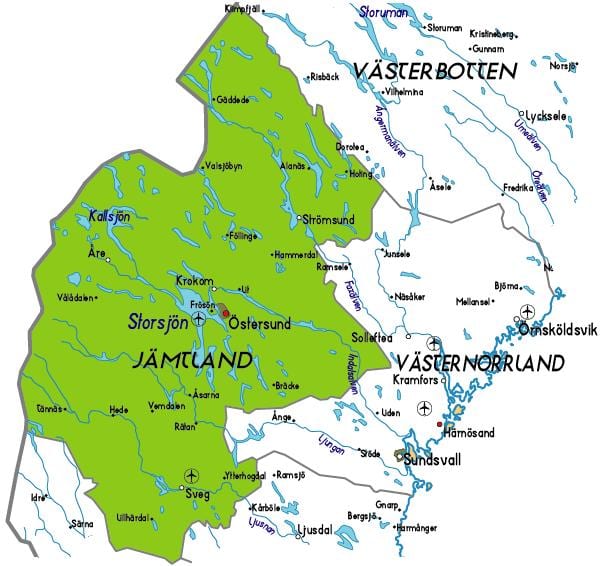 地图Jamtland瑞典