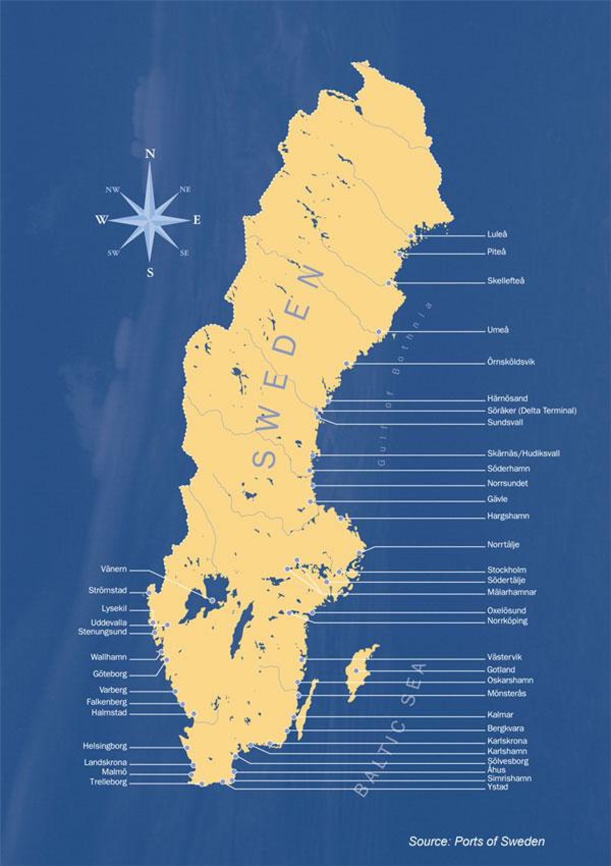 地图瑞典端口